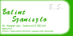 balint szaniszlo business card